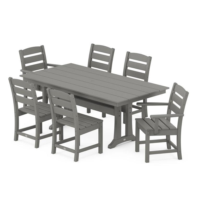 Slate Gray 7-Piece Farmhouse Trestle Dining Set