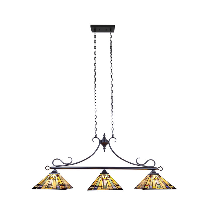 Kinsey Mission-Style Blackish Bronze 3-Light Island Pendant, 47" Wide