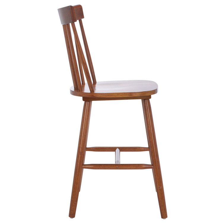 Walnut Solid Wood Counter Stools with Spindle Back, Set of 2