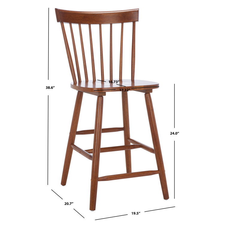 Walnut Solid Wood Counter Stools with Spindle Back, Set of 2