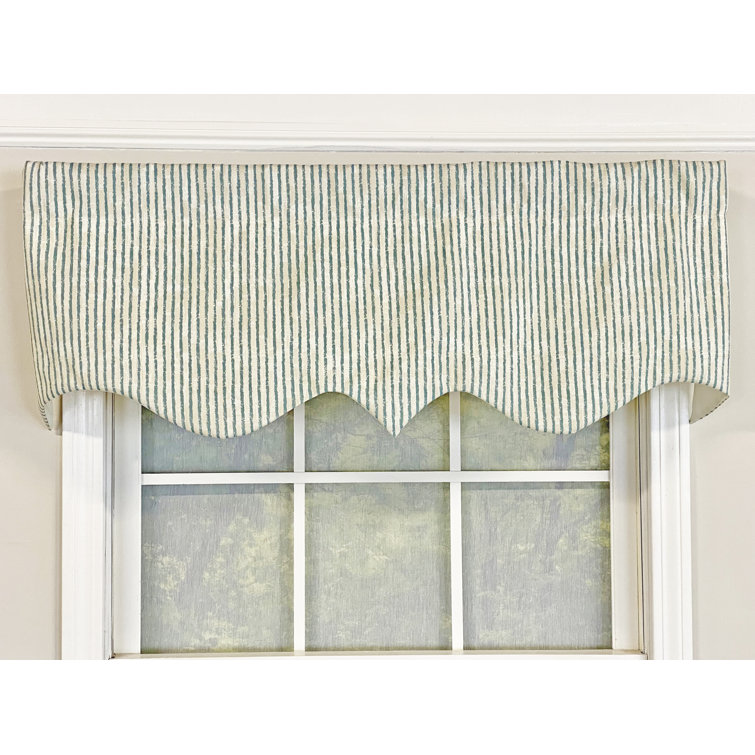 Ocean Blue Striped Rod Pocket Window Valance