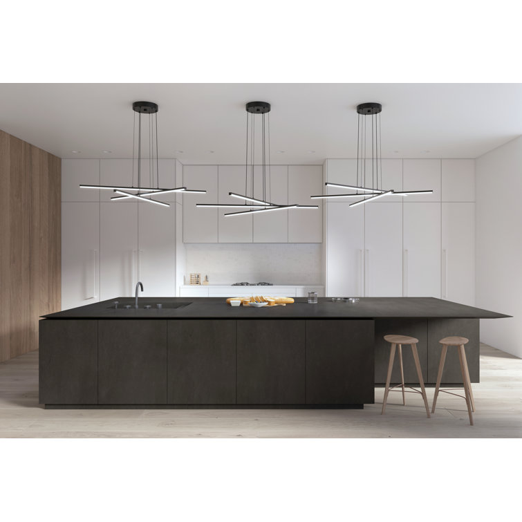 Satin Black 40" LED Pendant Light with Glass Diffusers