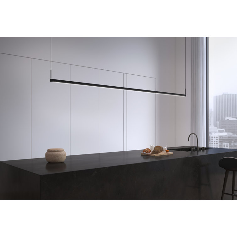 Sleek Satin Black Aluminum Thin-Line LED Pendant for Indoor/Outdoor