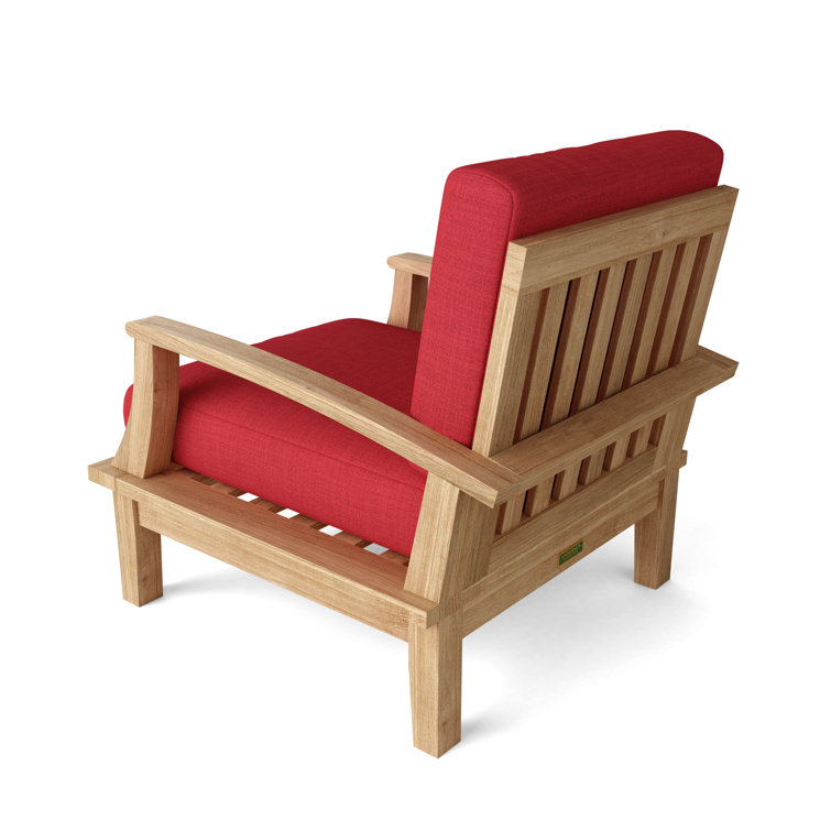 Brianna Teak Armchair with Red Sunbrella Cushions