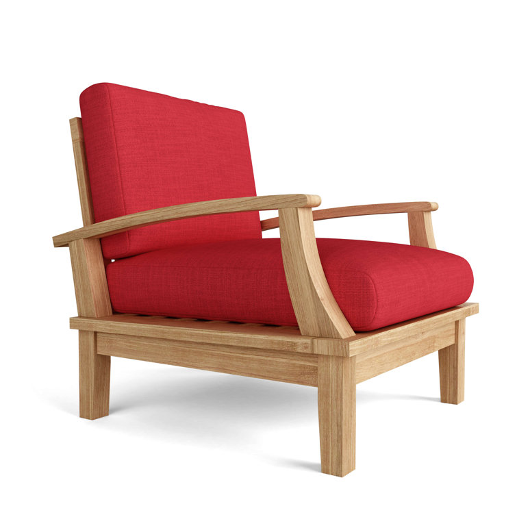 Brianna Teak Armchair with Red Sunbrella Cushions