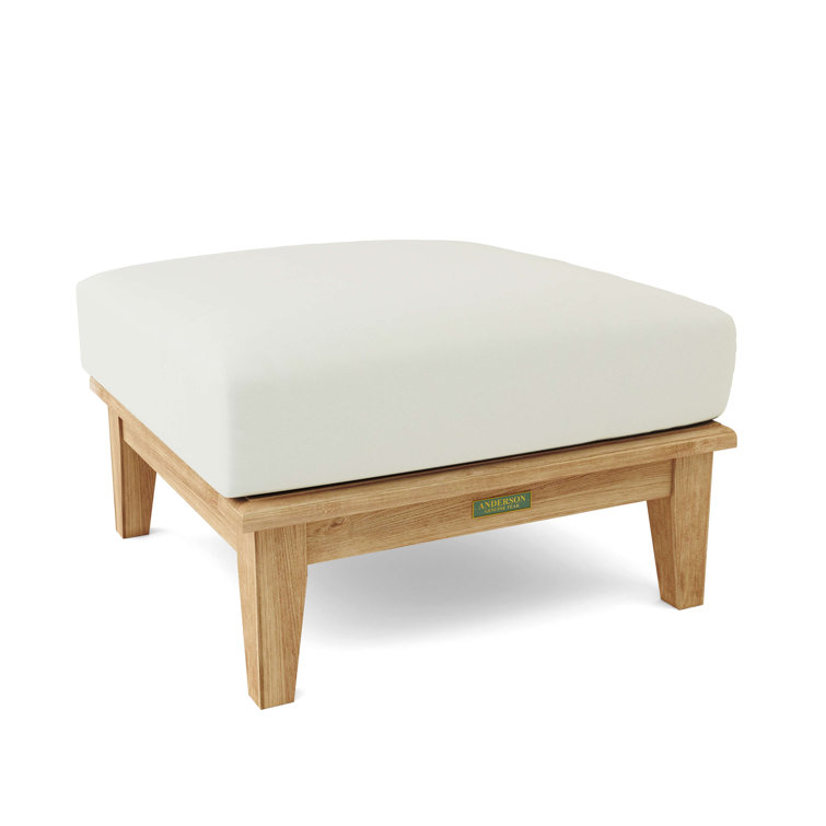 Brianna Red Cushion Teak Outdoor Ottoman