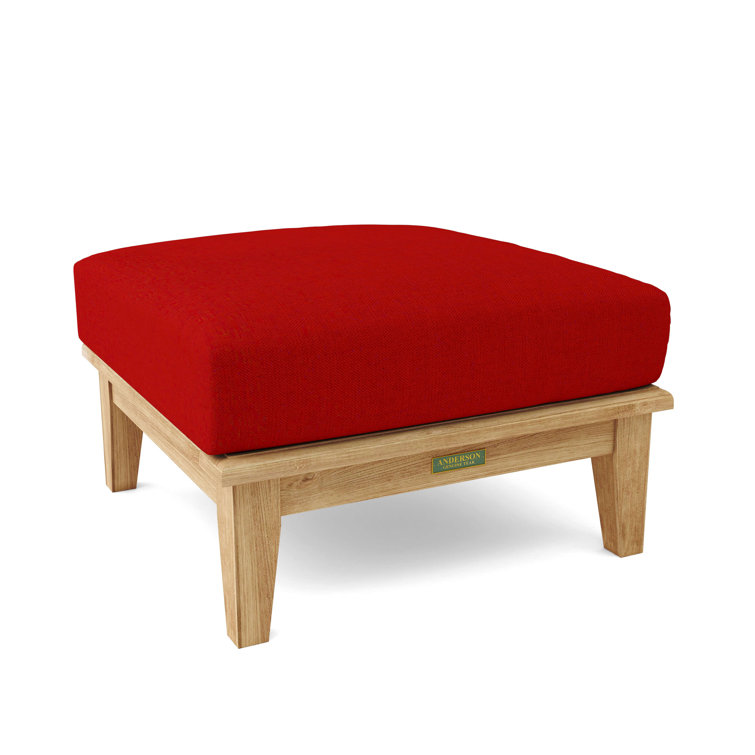 Brianna Red Cushion Teak Outdoor Ottoman