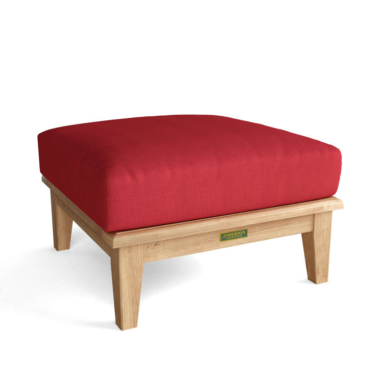 Brianna Red Cushion Teak Outdoor Ottoman