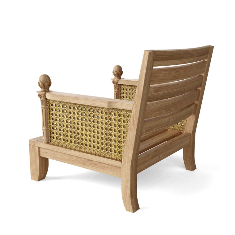 Natural Finish Teak and Rattan 5-Piece Outdoor Seating Set