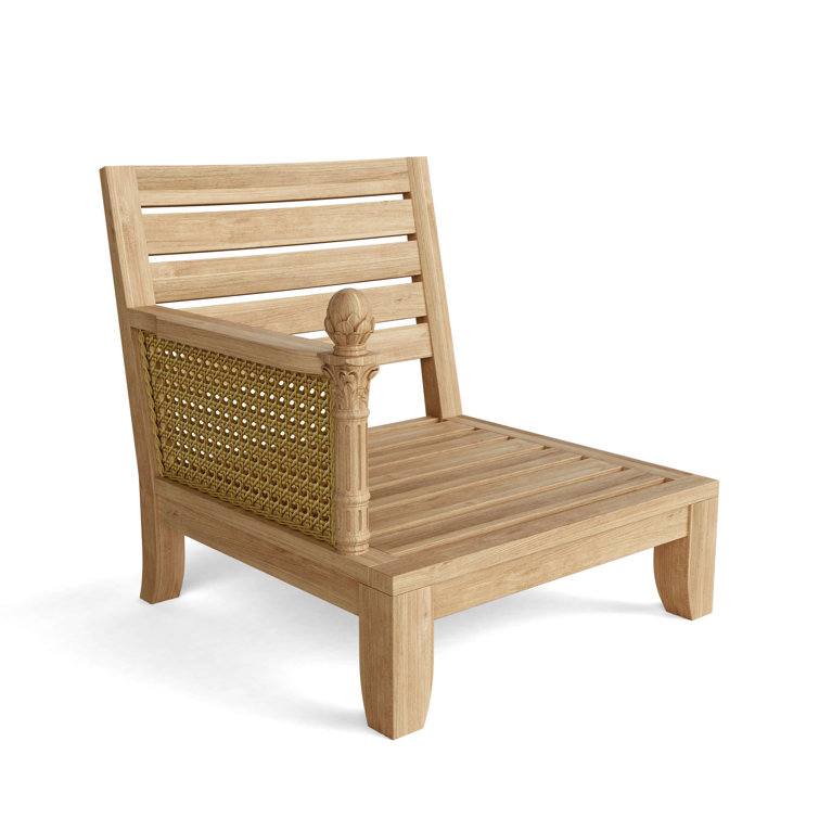 Natural Teak and Rattan Modular Sectional Sofa Set
