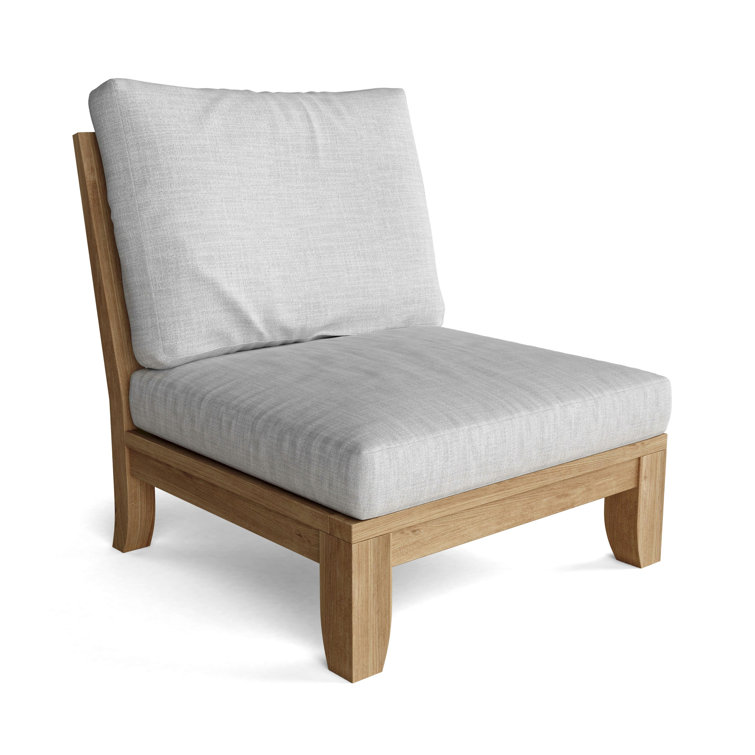 Riviera Natural Teak 3-Person Outdoor Sectional with Gray Cushions