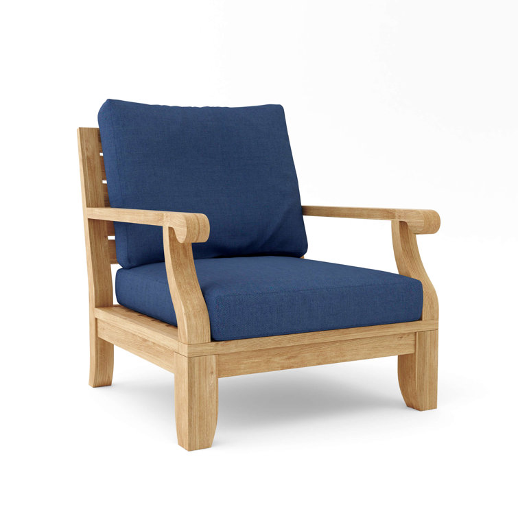 Riviera Natural Teak Outdoor Lounge Chair with Cushions