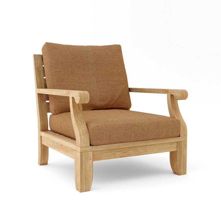 Riviera Natural Teak Outdoor Lounge Chair with Cushions