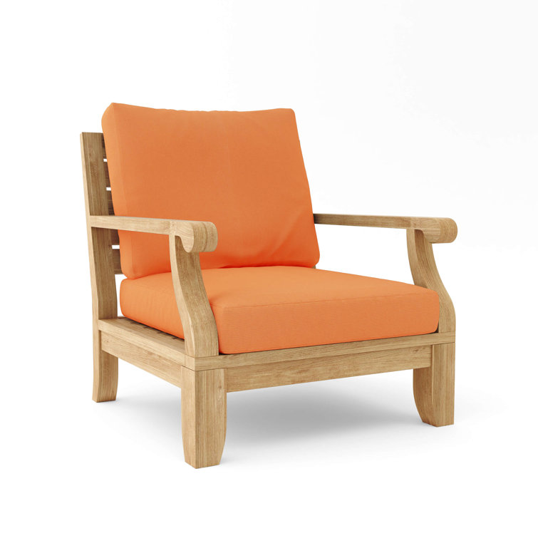 Riviera Natural Teak Outdoor Lounge Chair with Cushions