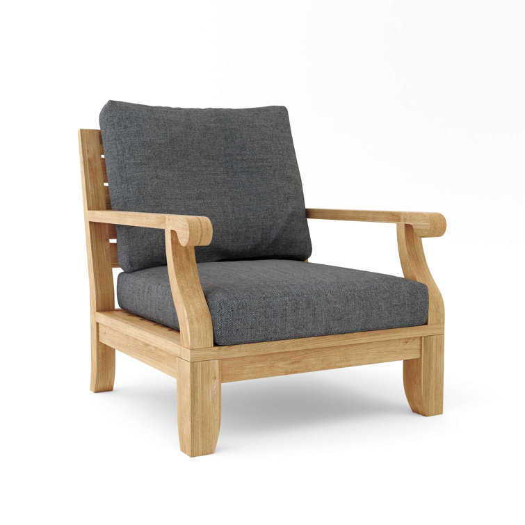 Riviera Natural Teak Outdoor Lounge Chair with Cushions