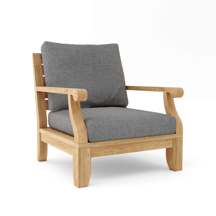 Riviera Natural Teak Outdoor Lounge Chair with Cushions