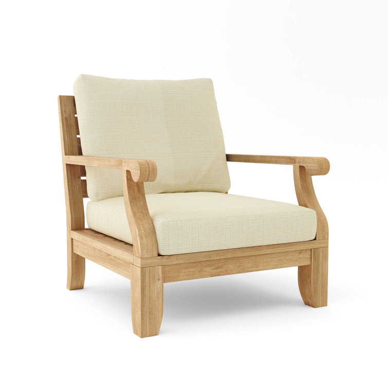 Riviera Natural Teak Outdoor Lounge Chair with Cushions