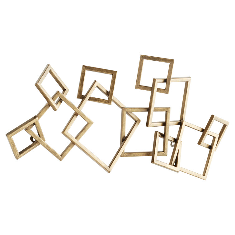 Antique Brass Geometric Metal Wall Sculpture