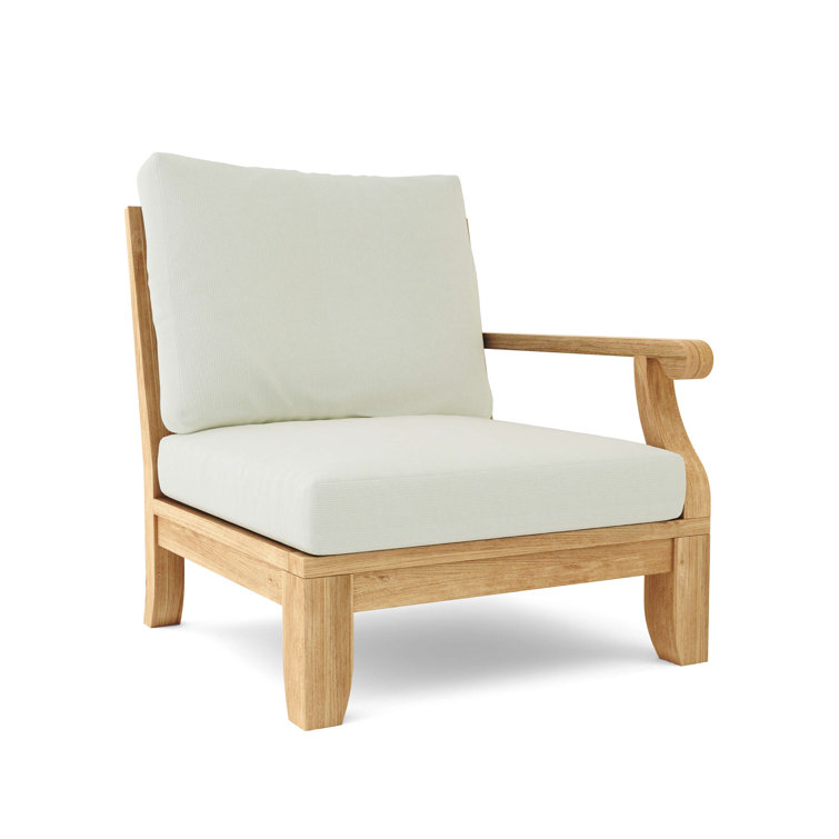 Riviera Luxe Teak Outdoor Deep Seating Lounge Chair with Sunbrella Cushions