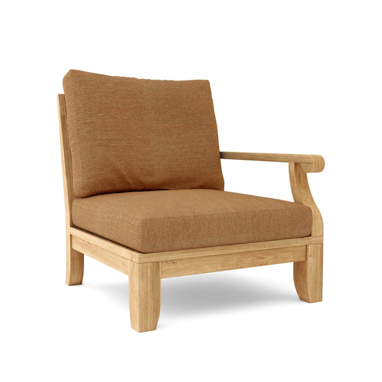 Riviera Luxe Teak Outdoor Deep Seating Lounge Chair with Sunbrella Cushions