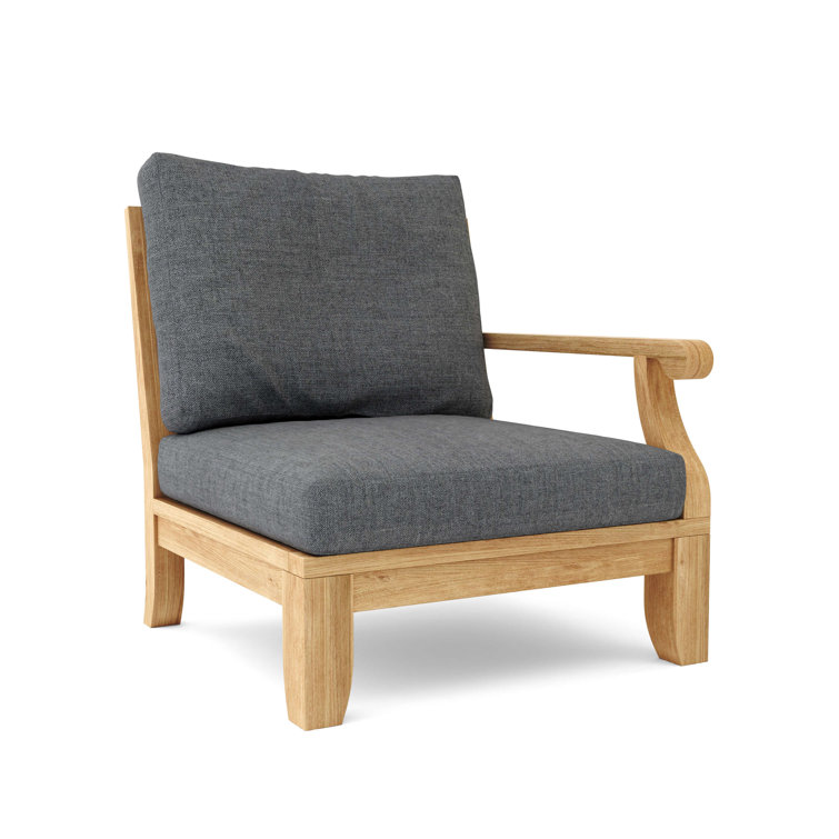 Riviera Luxe Teak Outdoor Deep Seating Lounge Chair with Sunbrella Cushions