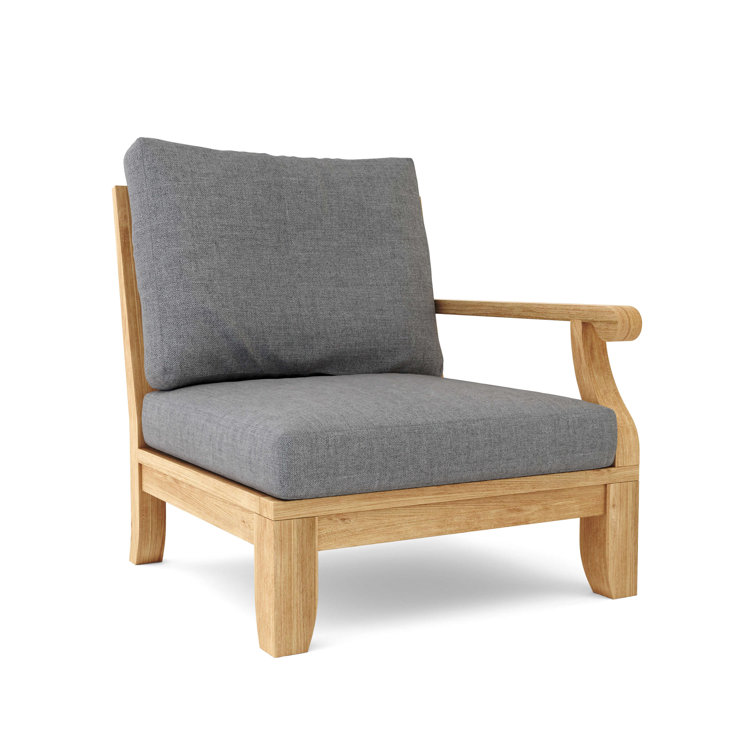 Riviera Luxe Teak Outdoor Deep Seating Lounge Chair with Sunbrella Cushions
