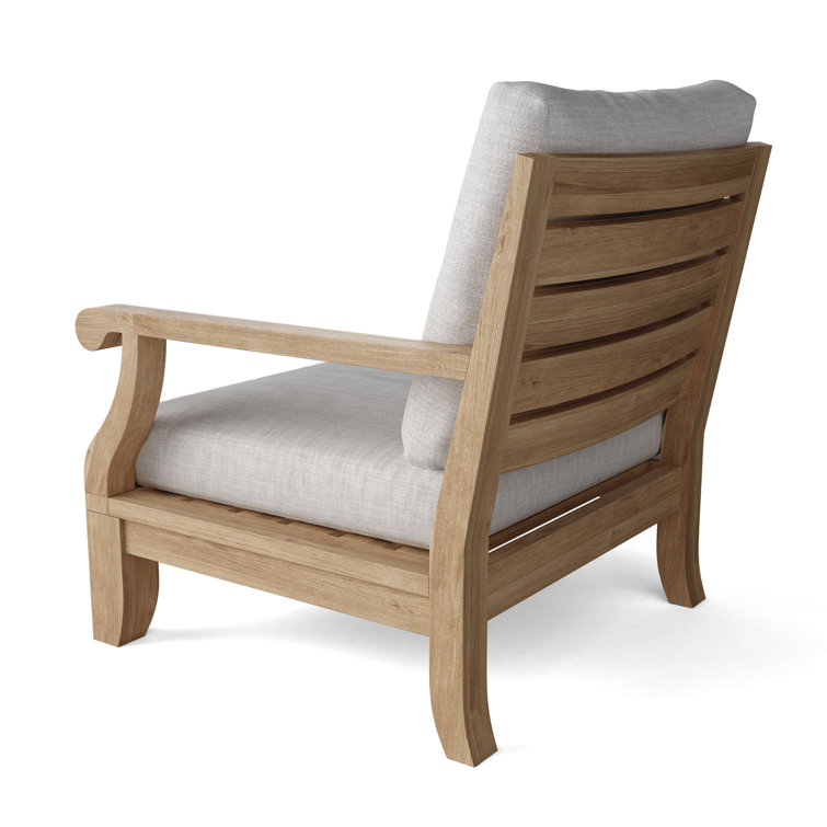 Riviera Luxe Teak Outdoor Deep Seating Lounge Chair with Sunbrella Cushions