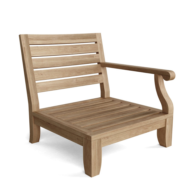 Riviera Luxe Teak Outdoor Deep Seating Lounge Chair with Sunbrella Cushions