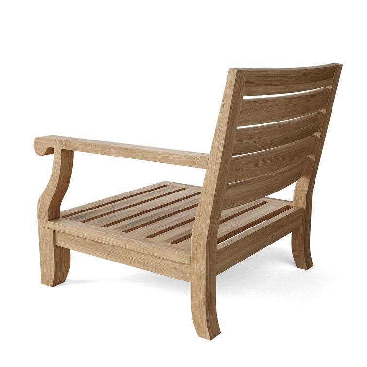Riviera Luxe Teak Outdoor Deep Seating Lounge Chair with Sunbrella Cushions