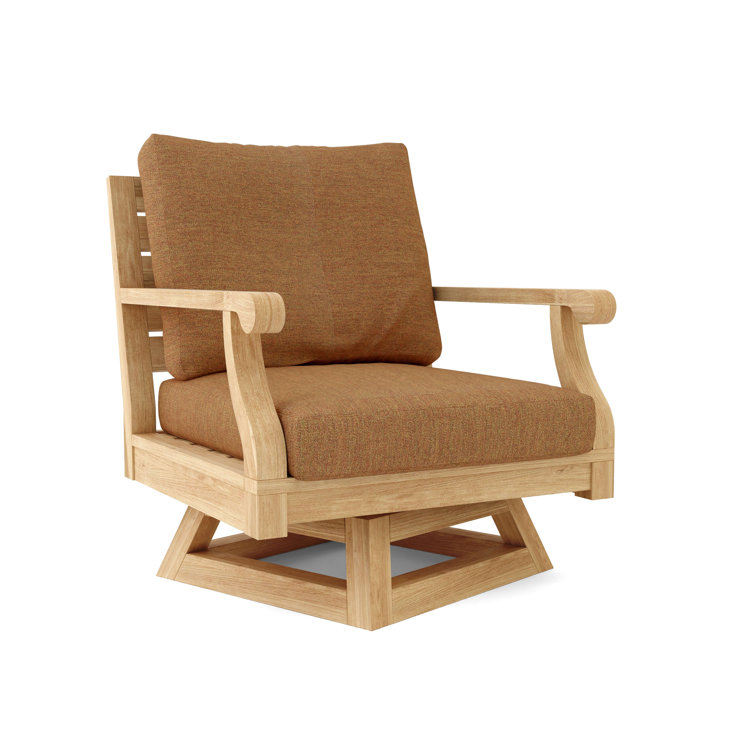 Riviera Natural Teak Swivel Lounge Chair with Cushions