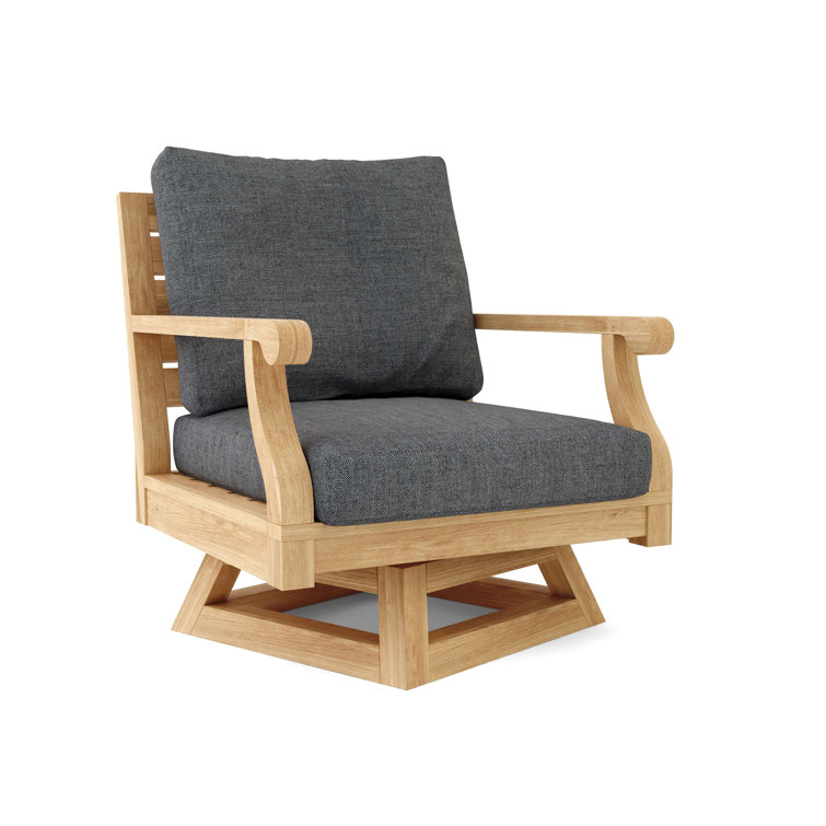 Riviera Natural Teak Swivel Lounge Chair with Cushions