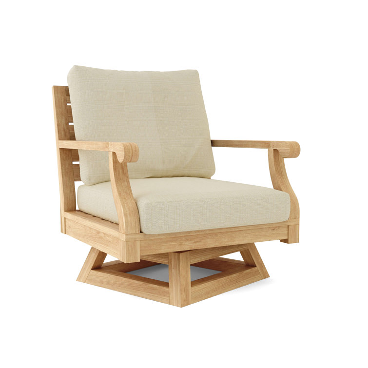 Riviera Natural Teak Swivel Lounge Chair with Cushions