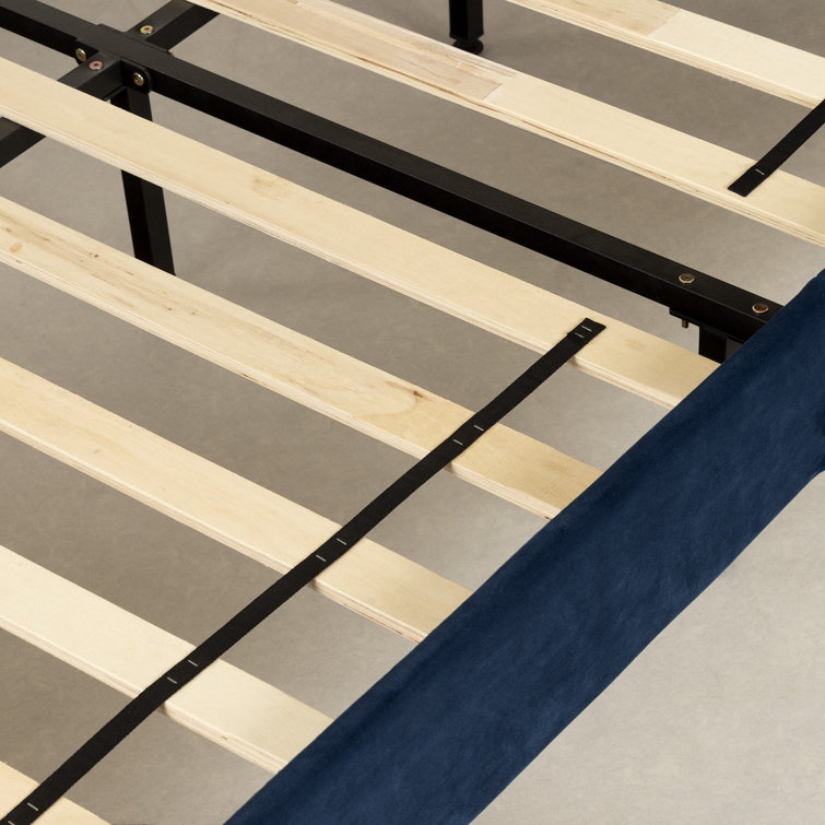 Maliza Blue Velvet Upholstered Full Platform Bed with Tufted Headboard
