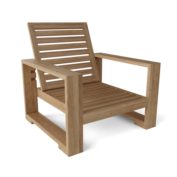 Capistrano Natural Teak Deep Seating Armchair with White Cushions