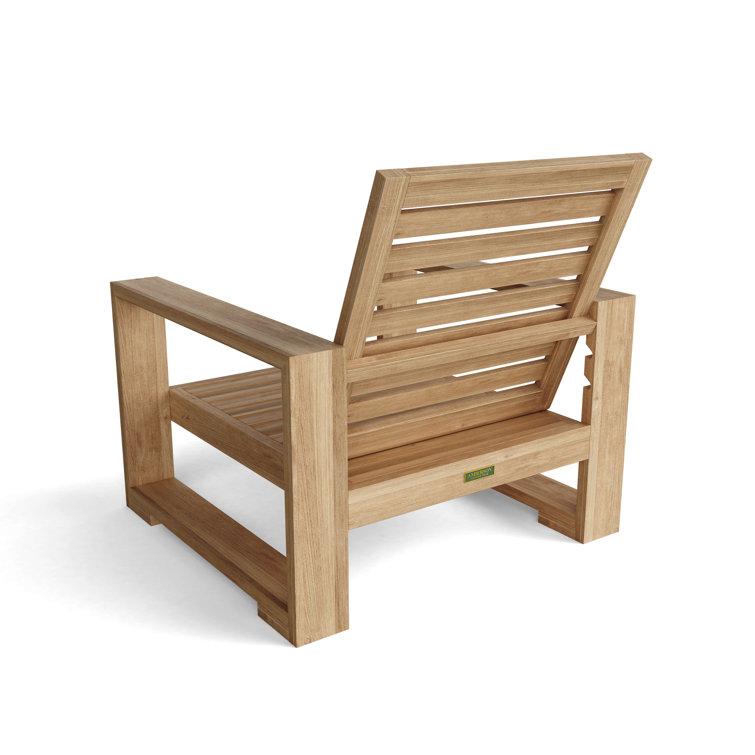 Capistrano Natural Teak Deep Seating Armchair with White Cushions