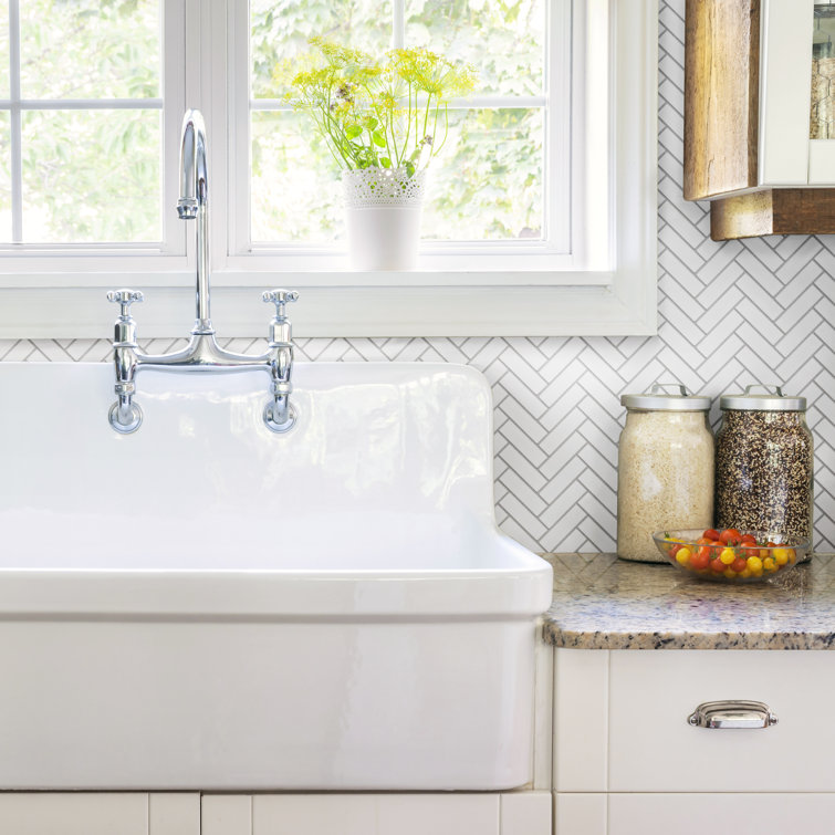 Metro Brick Herringbone Matte White Porcelain Mosaic Tile