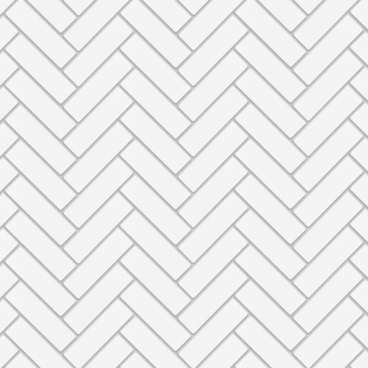 Metro Brick Herringbone Matte White Porcelain Mosaic Tile