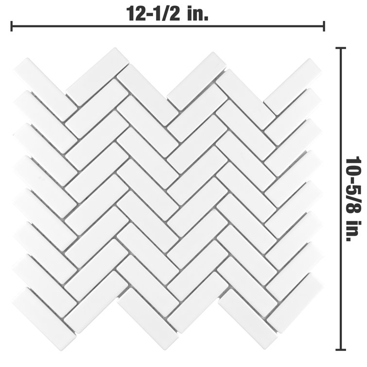 Metro Brick Herringbone Matte White Porcelain Mosaic Tile