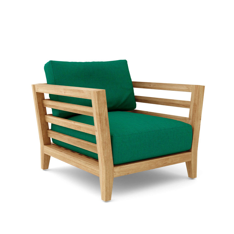 Cordoba Teak and Gray Cushioned Outdoor Lounge Chair