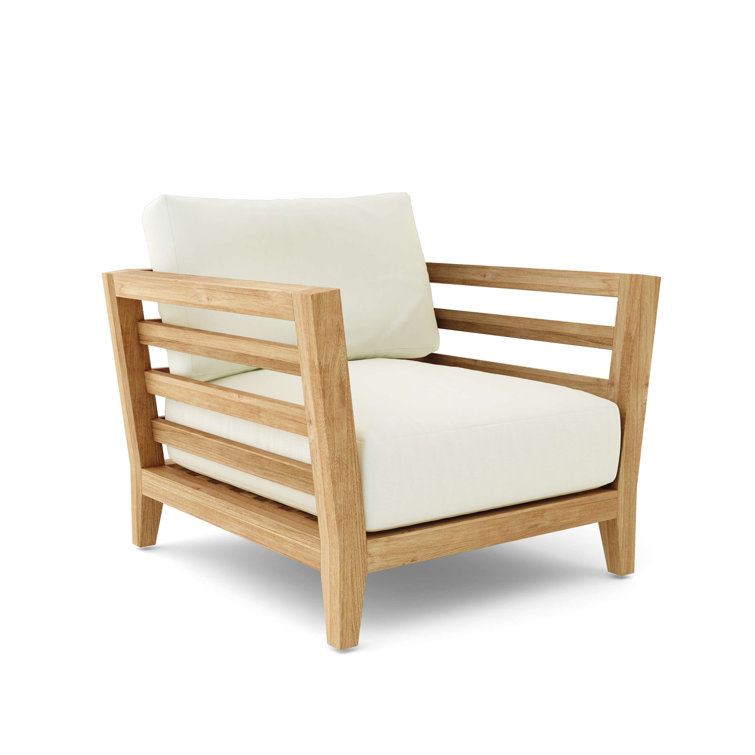 Cordoba Teak and Gray Cushioned Outdoor Lounge Chair
