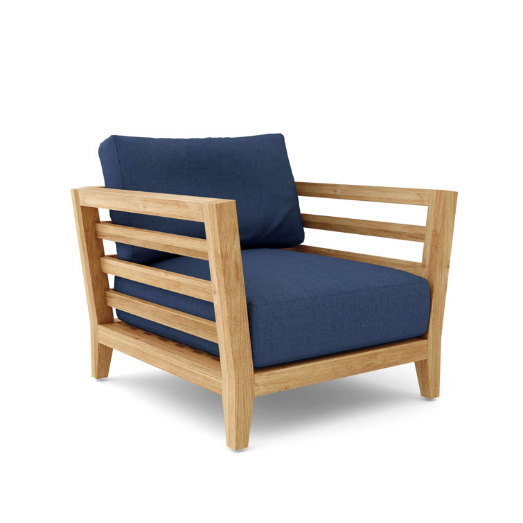 Cordoba Teak and Gray Cushioned Outdoor Lounge Chair