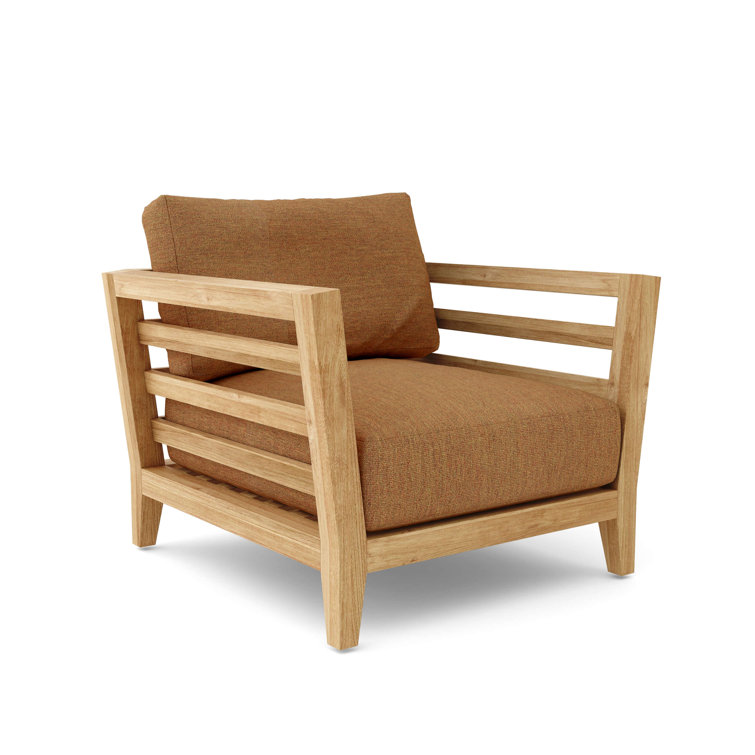 Cordoba Teak and Gray Cushioned Outdoor Lounge Chair