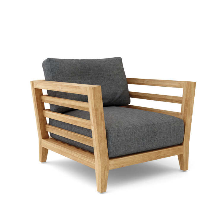 Cordoba Teak and Gray Cushioned Outdoor Lounge Chair