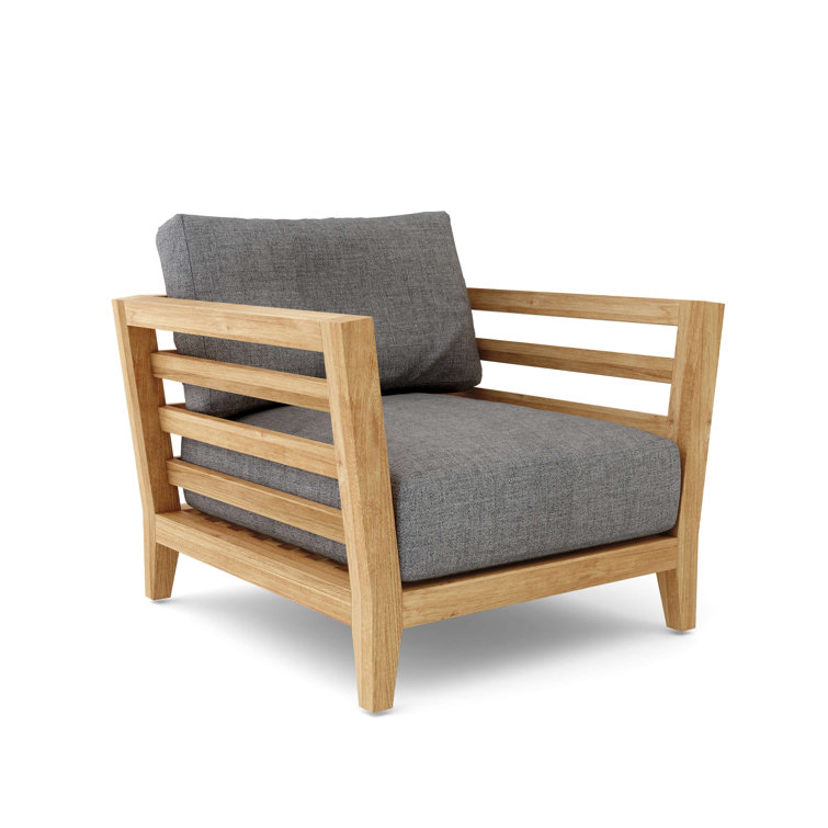 Cordoba Teak and Gray Cushioned Outdoor Lounge Chair