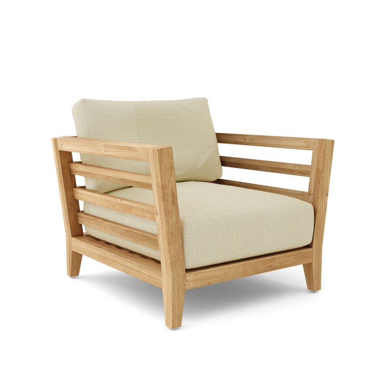 Cordoba Teak and Gray Cushioned Outdoor Lounge Chair