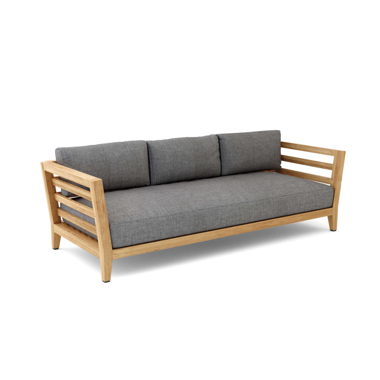 Natural Finish Teak 3-Seater Outdoor Bench with Sunbrella Cushions
