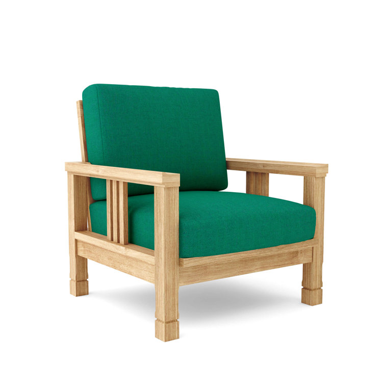 Teak Outdoor Lounge Chair with Gray Cushions