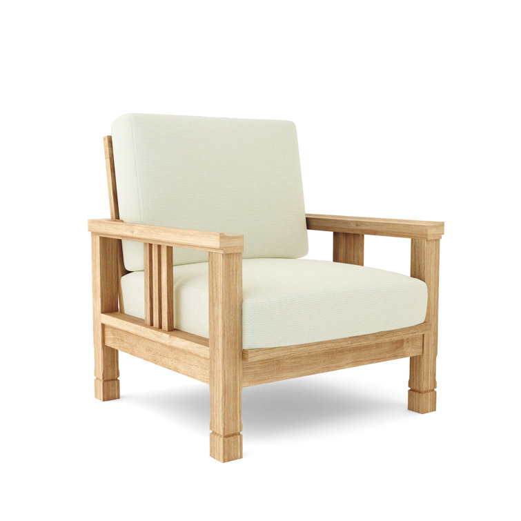 Teak Outdoor Lounge Chair with Gray Cushions