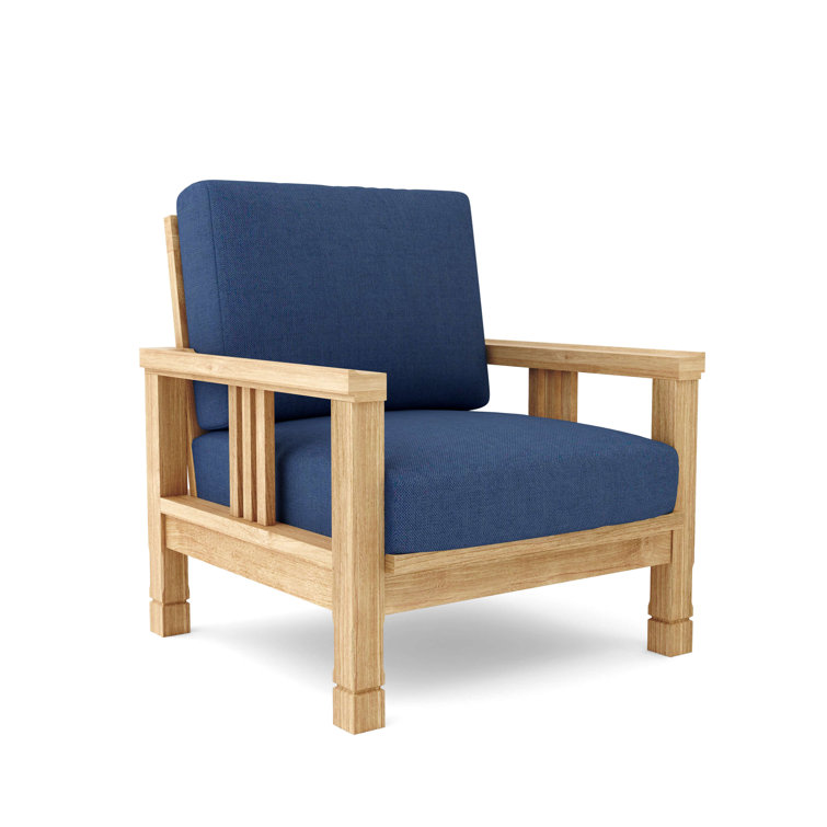 Teak Outdoor Lounge Chair with Gray Cushions