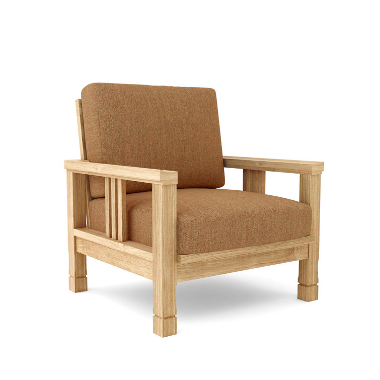 Teak Outdoor Lounge Chair with Gray Cushions